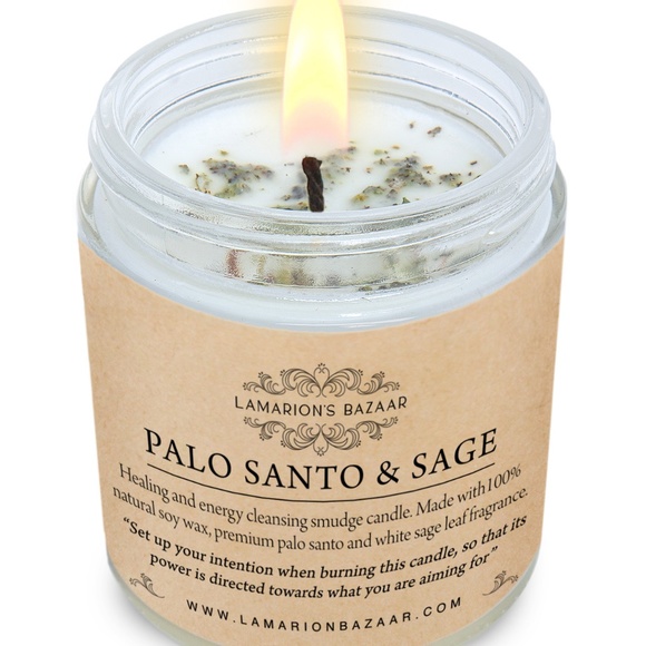 SAGE SMUDGING KIT- Palo Santo Sage Candle + Two Sage Bundles - Cleansing Set - Picture 3 of 7